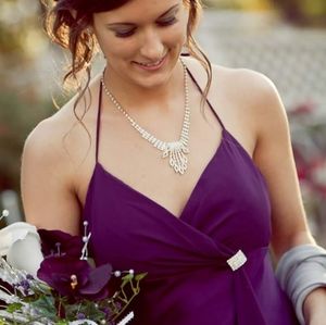 Purple satin and chiffon formal dress
